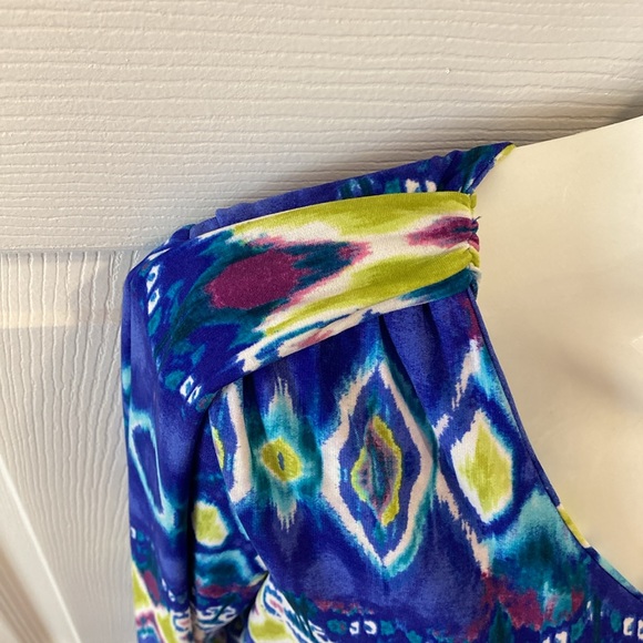 Jones New York Long Sleeve Blue V-Neck Top & Epaulette Design - Size Large - Picture 5 of 9